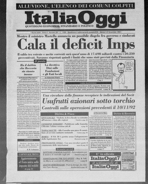 Italia oggi : quotidiano di economia finanza e politica